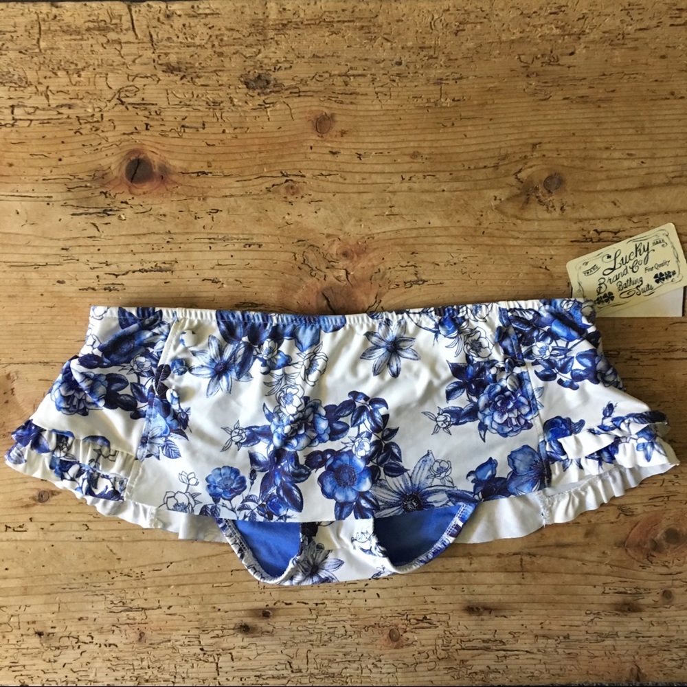 NWT Lucky Brand Skirted Floral Bikini Bottom M